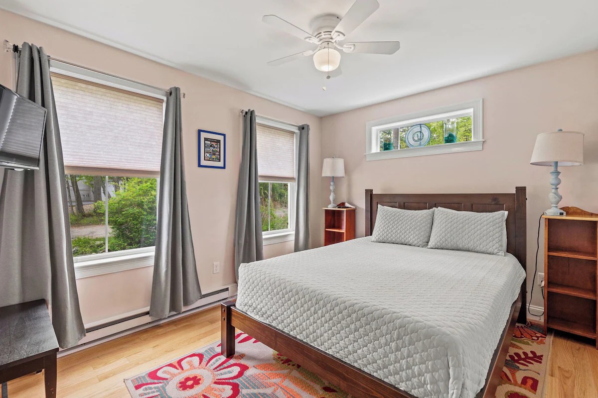 Bright bedroom with king bed
