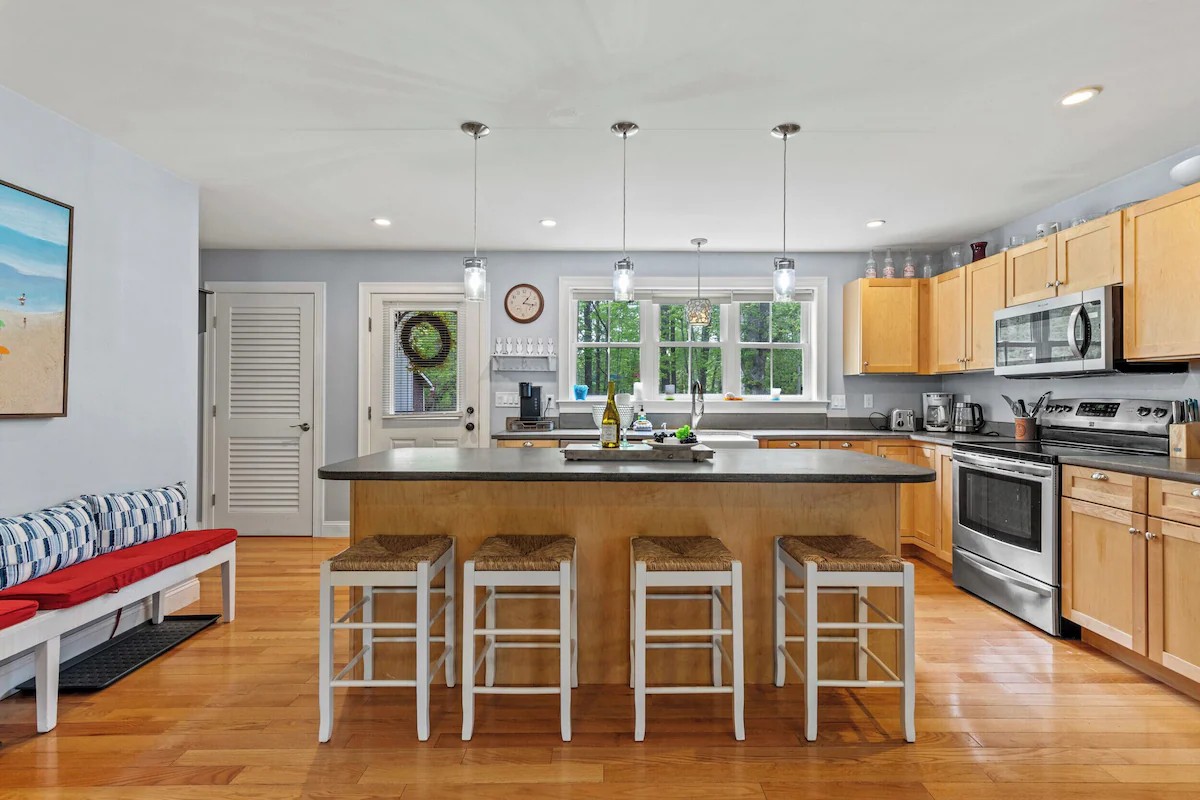 Open kitchen with island seating